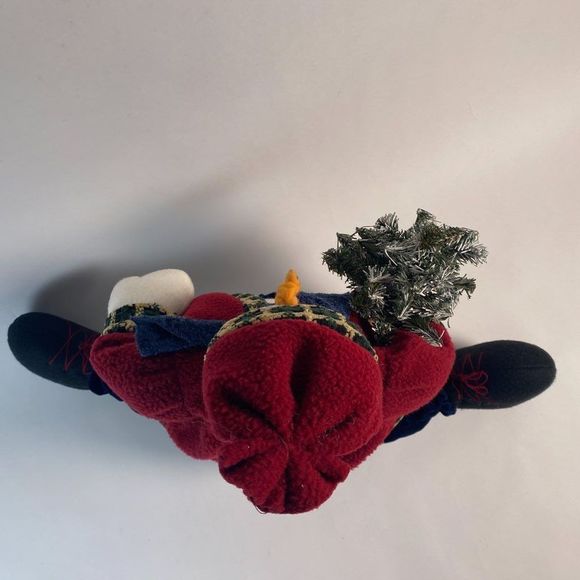 Plush Snowman holding artificial snow flocked tree. - Picture 4 of 9